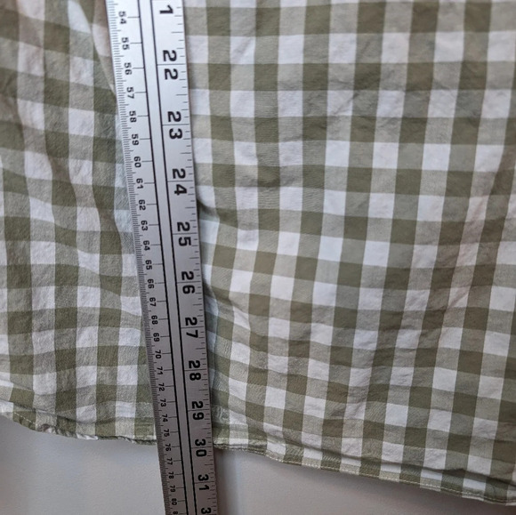 J Crew Slim Flex Washed Tan & White Checkered Plaid Gingham XL Mens Button Down - Picture 8 of 9